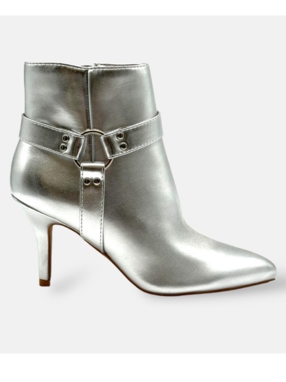 Jessica Simpson 5.5 Booties Darnina Vegan leather Silver Ankle Stiletto Boot